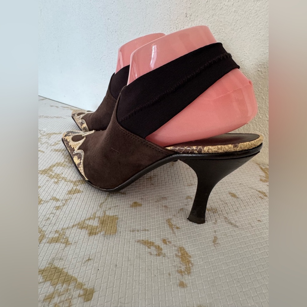 🔥🔥FINAL CLEARENCE🔥🔥 DONALD J PLINER Brown Suede Leather Snake Print Shoes - Picture 2 of 8